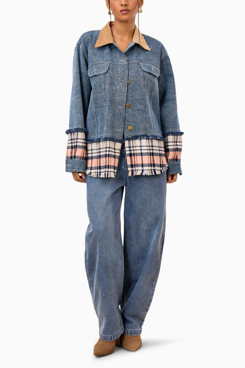 Denim Plaid Fusion Jacket