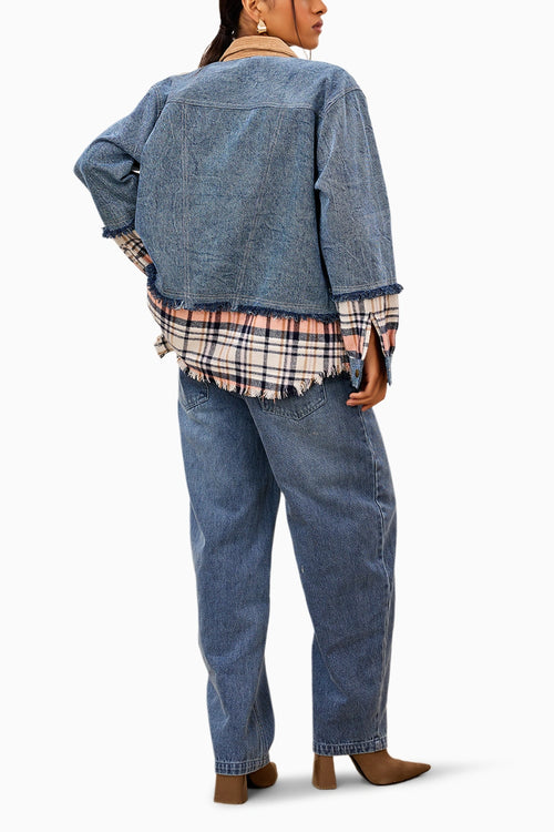 Denim Plaid Fusion Jacket