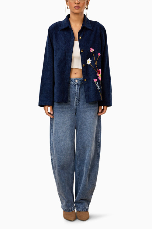 Blossom Stitch Corduroy Shirt