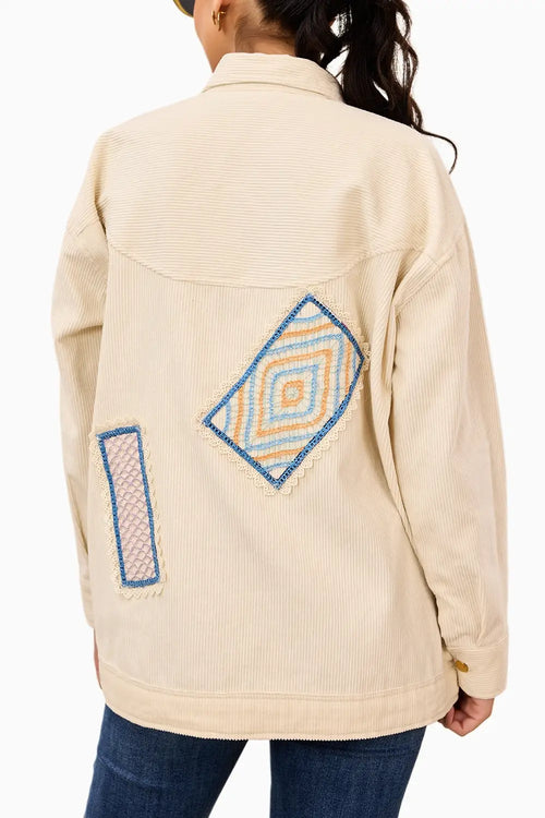 Geo Patch Corduroy Zip Jacket