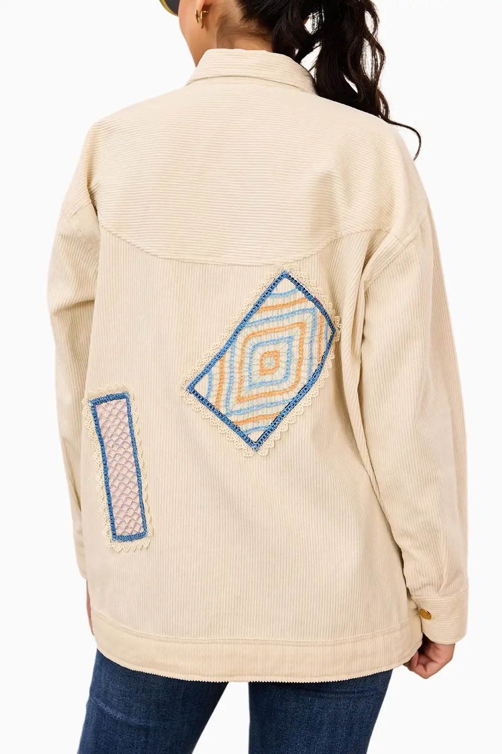 Geo Patch Corduroy Zip Jacket