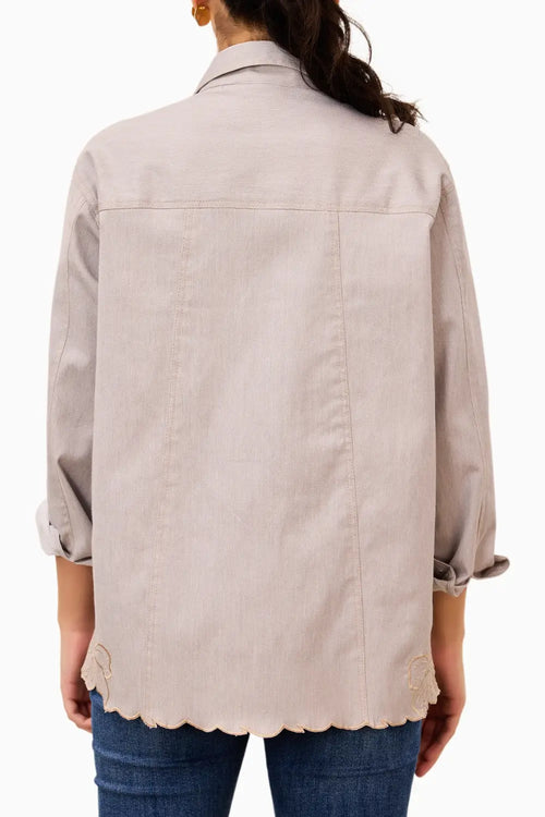 Dove Grey Floral Hem Shirt