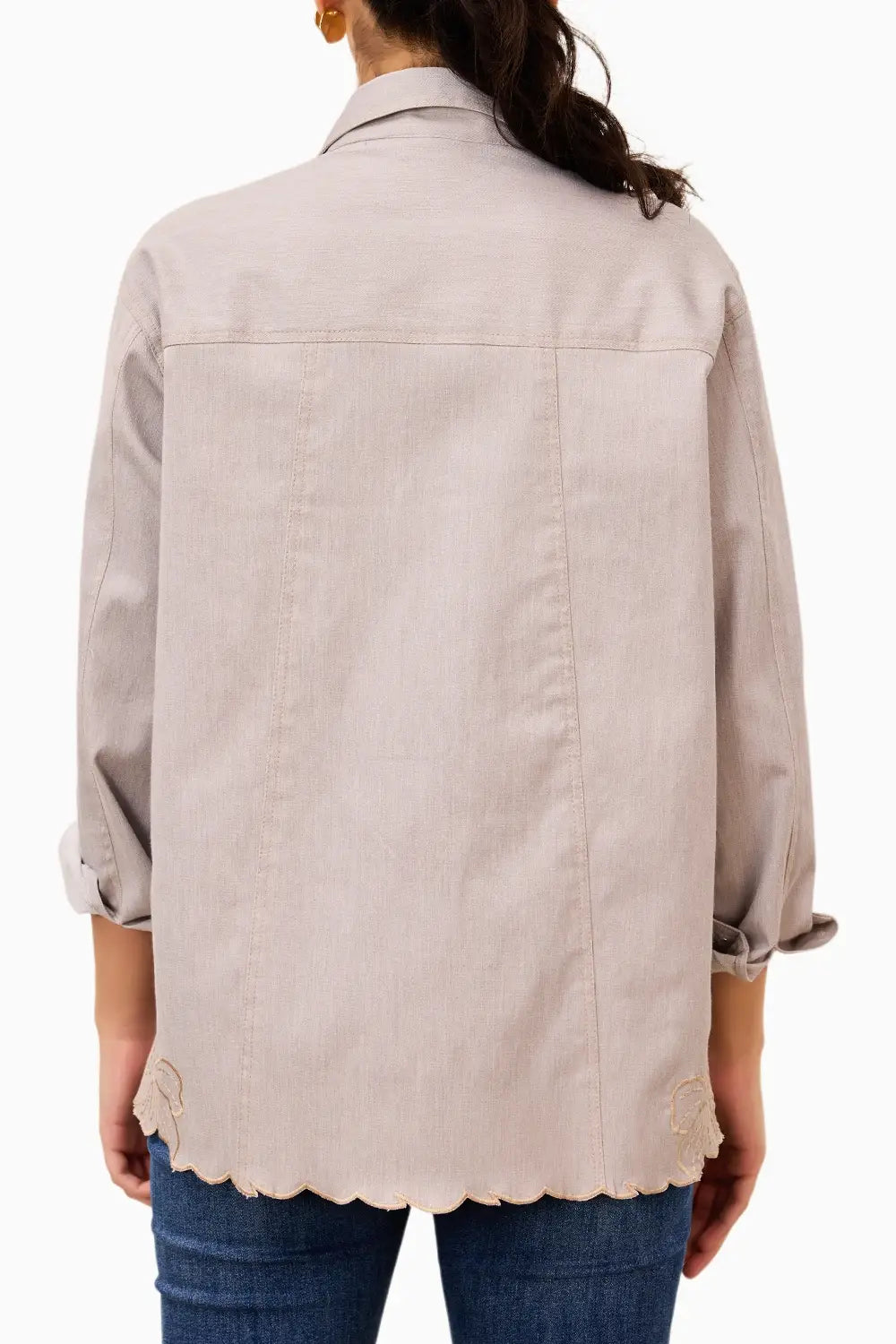 Dove Grey Floral Hem Shirt