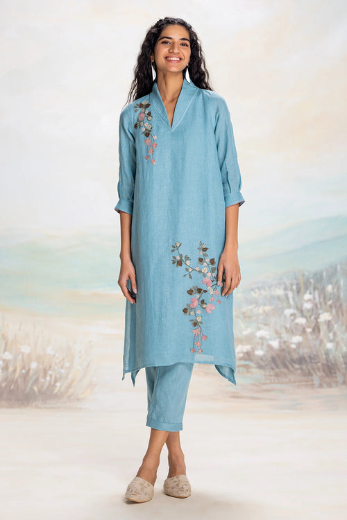 Tsukiyama Fly Free Blue Tunic Set