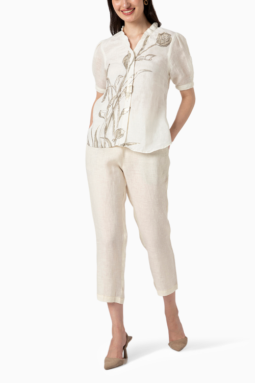Tulip Pencil Off White Top and Pant