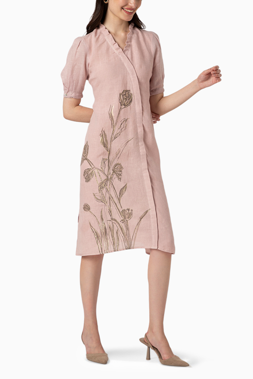 Tulip Shadow Rose Pencil Wave Dress