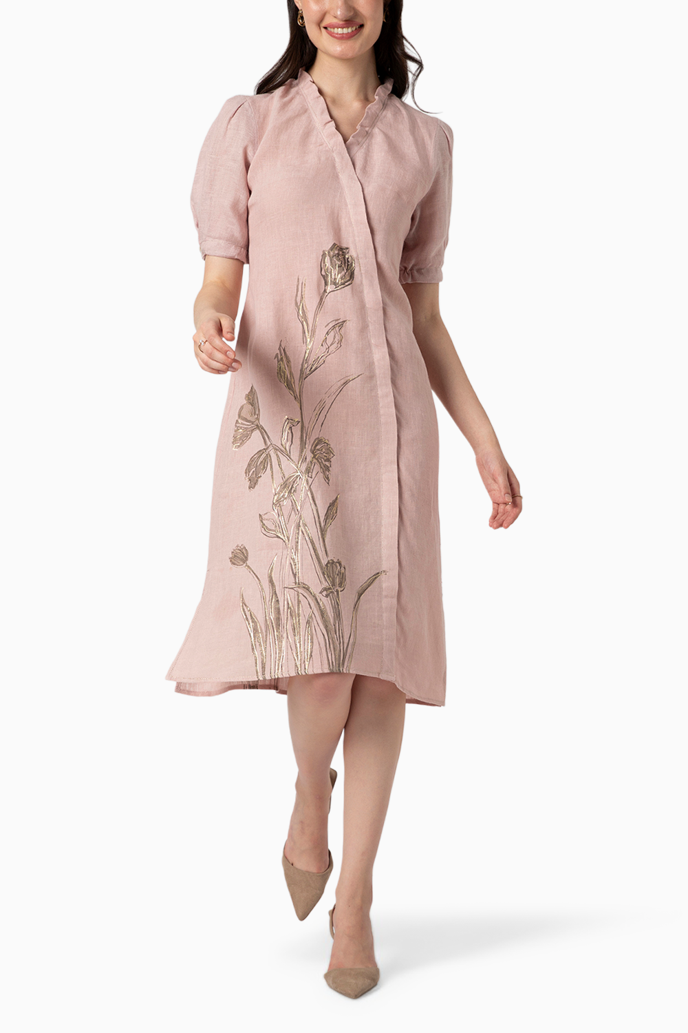 Tulip Shadow Rose Pencil Wave Dress