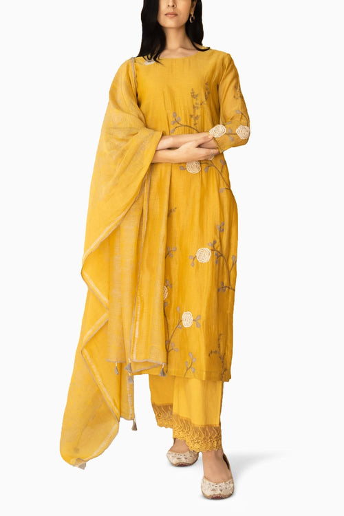 Tuscany Printed And Applique Work Kurta Set