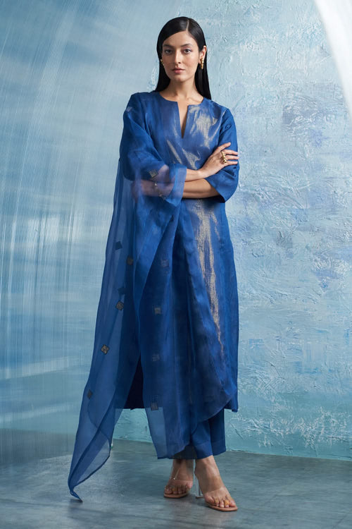 Aura Royal Blue Straight Kurta Set