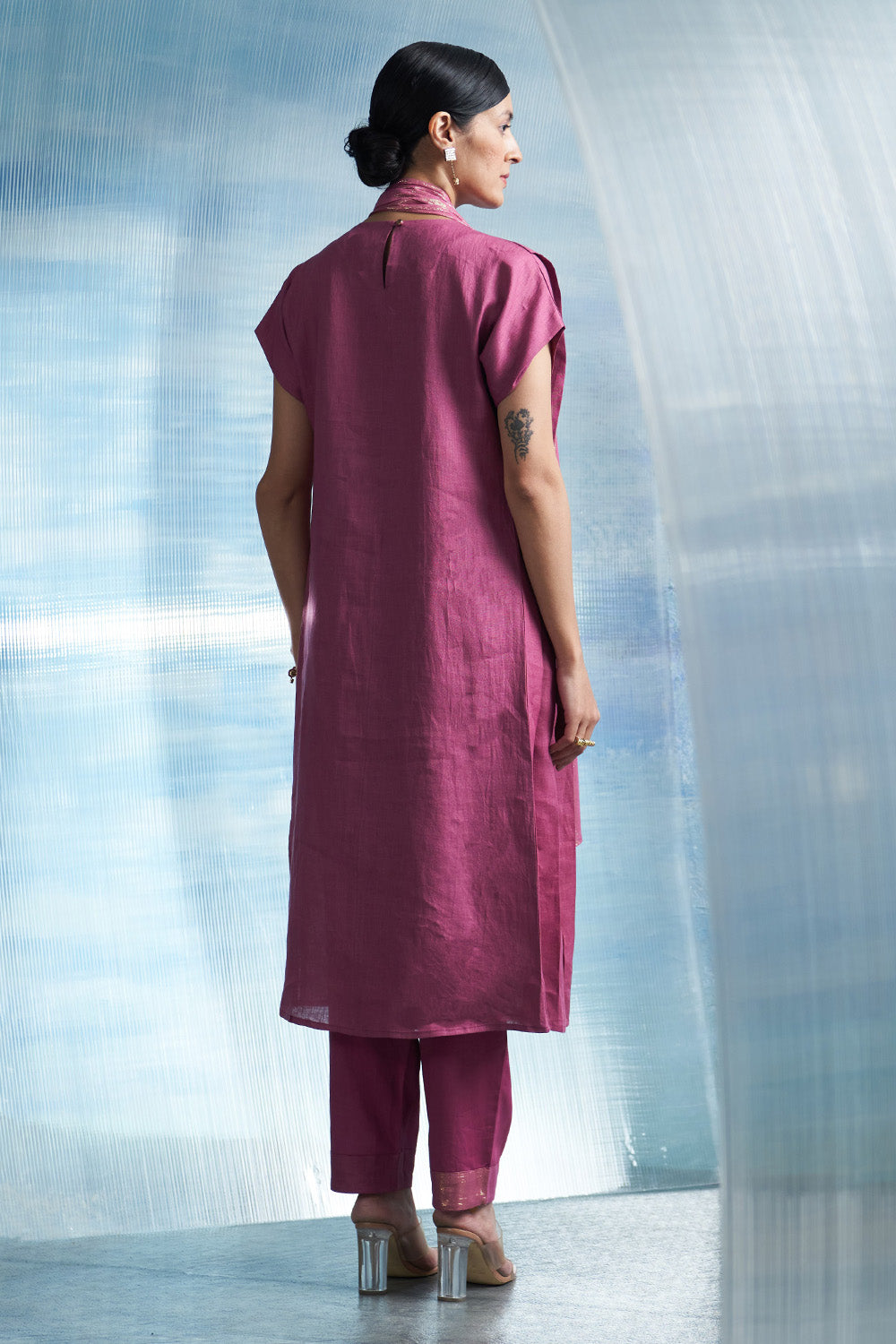 Aura Grape Pink Scarf Kurta Set