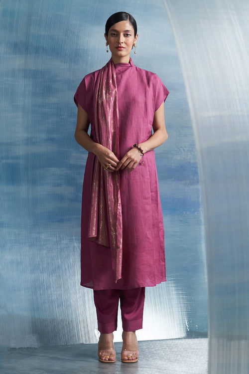 Aura Grape Pink Scarf Kurta Set
