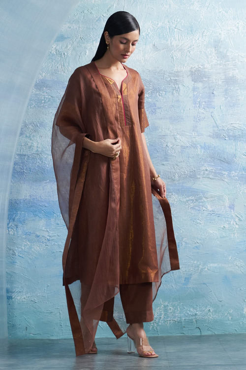Woody Brown A-Line Kurta Set