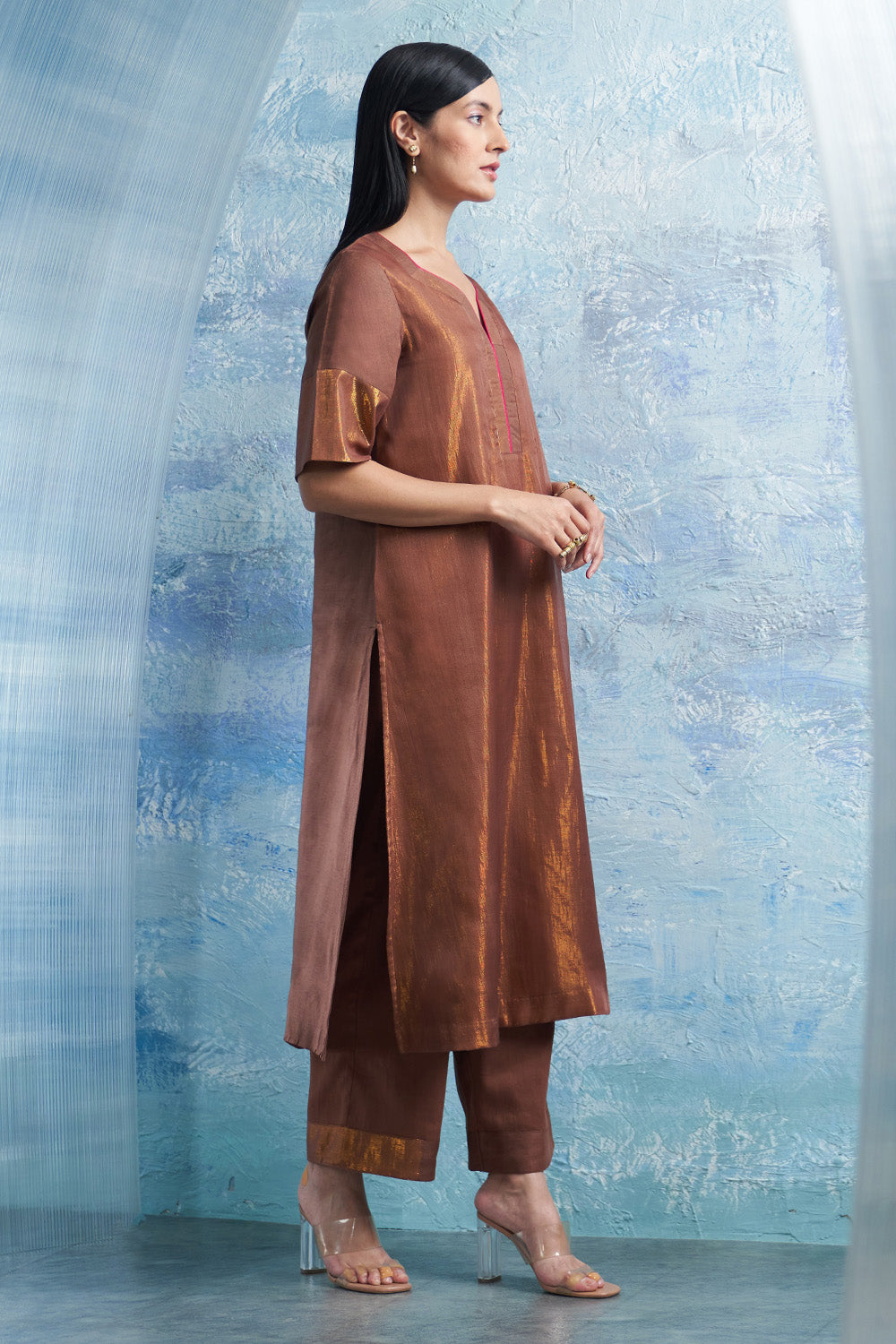 Woody Brown A-Line Kurta Set