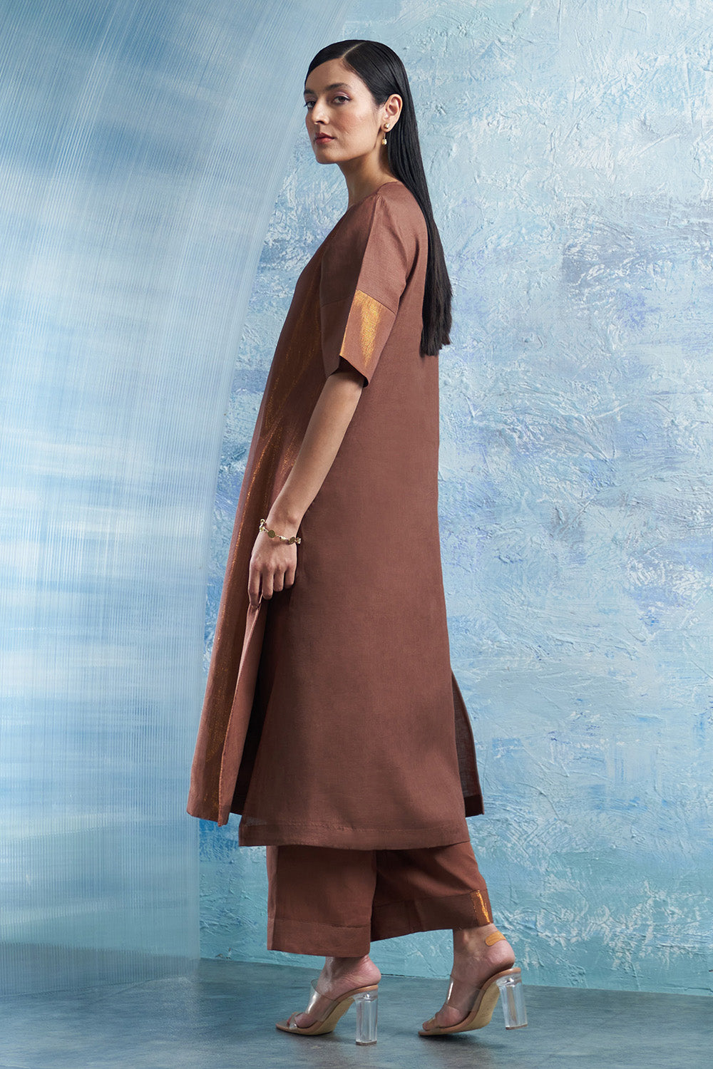 Woody Brown A-Line Kurta Set