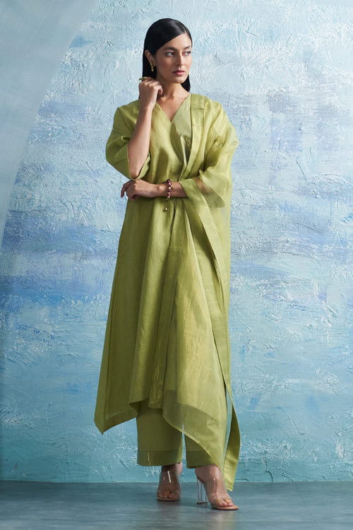 Aura Sheen Green Kurta Set