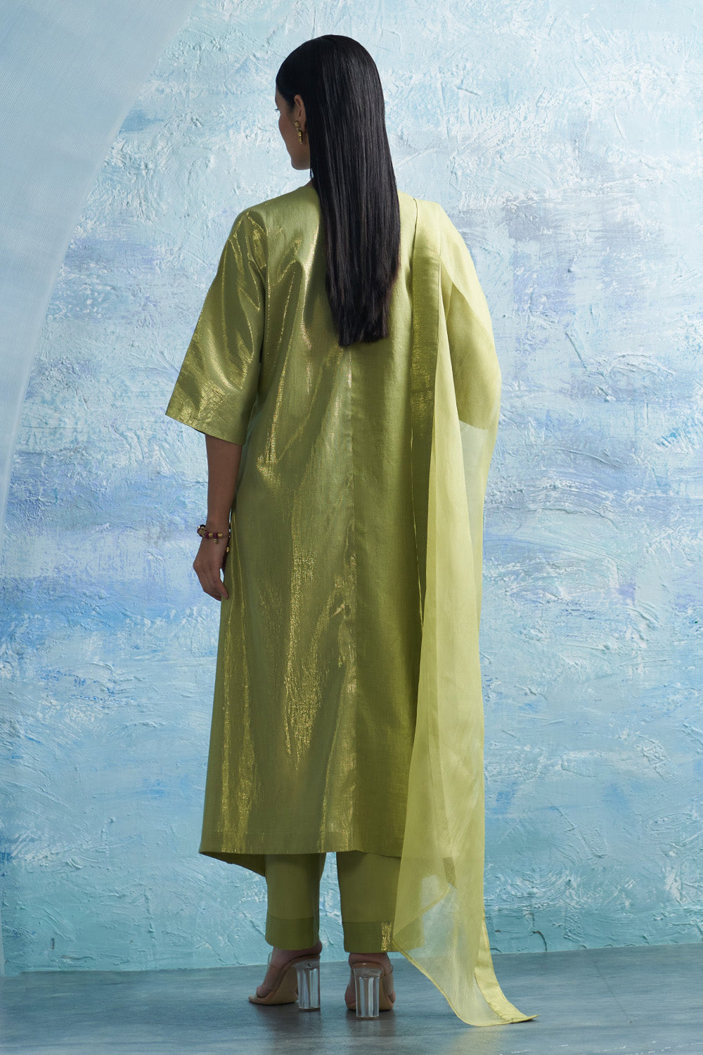 Aura Sheen Green Kurta Set