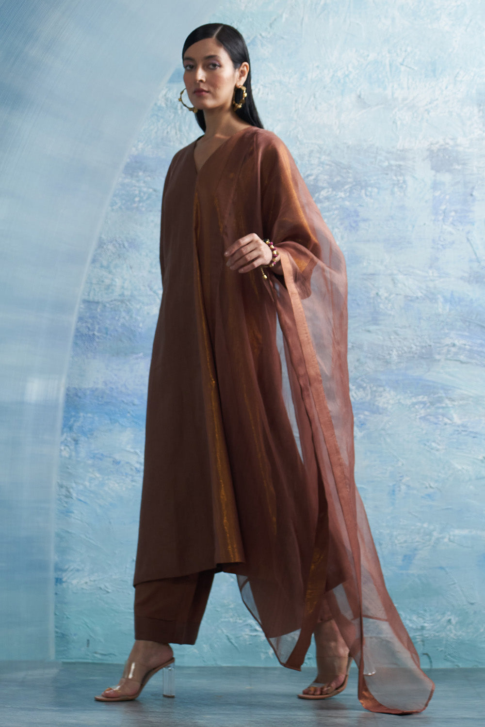 Aura Woody Brown Kurta Set