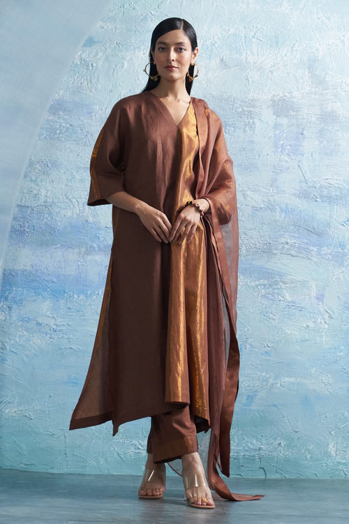 Aura Woody Brown Kurta Set