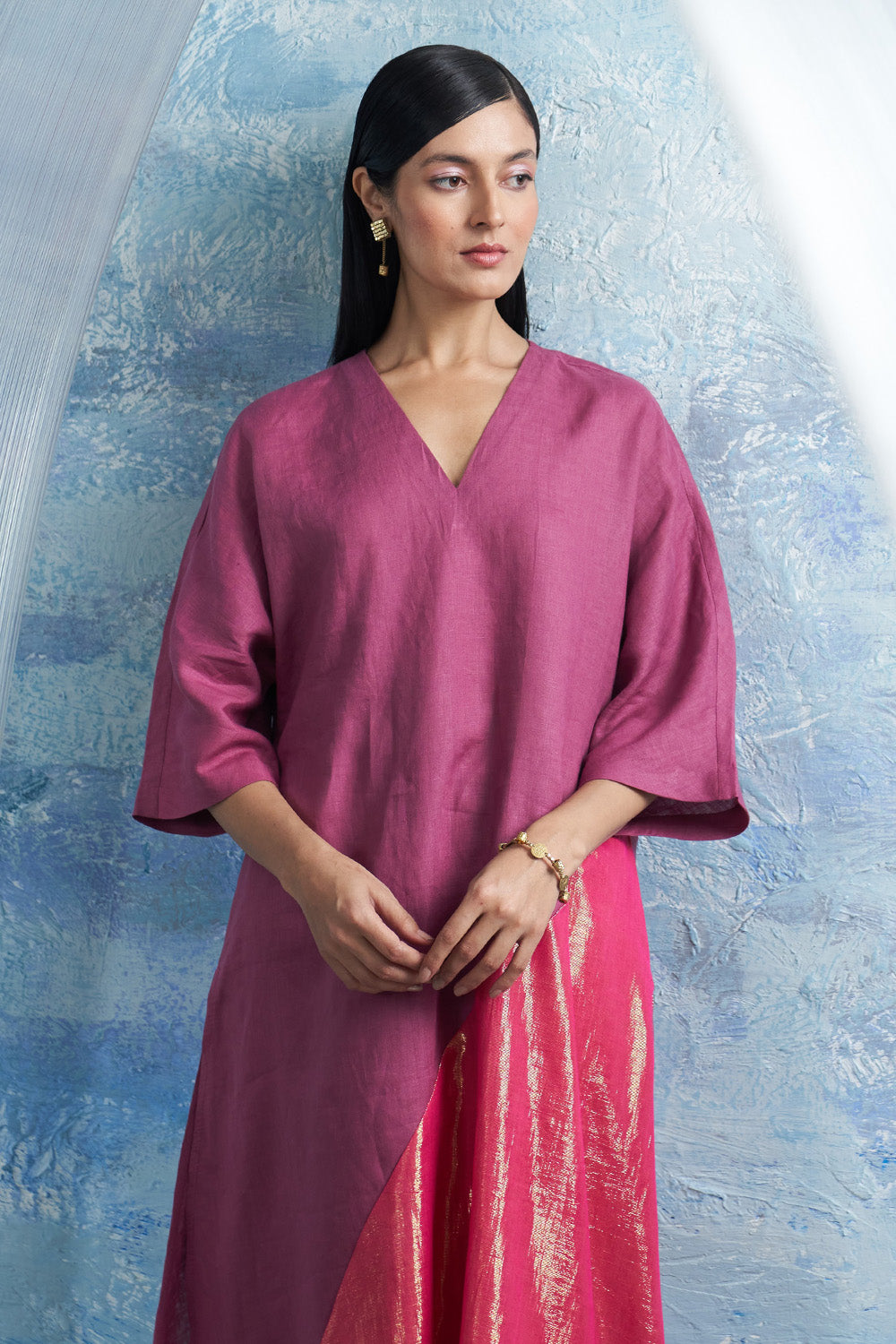 Grape Pink Asymmetric Kurta Set