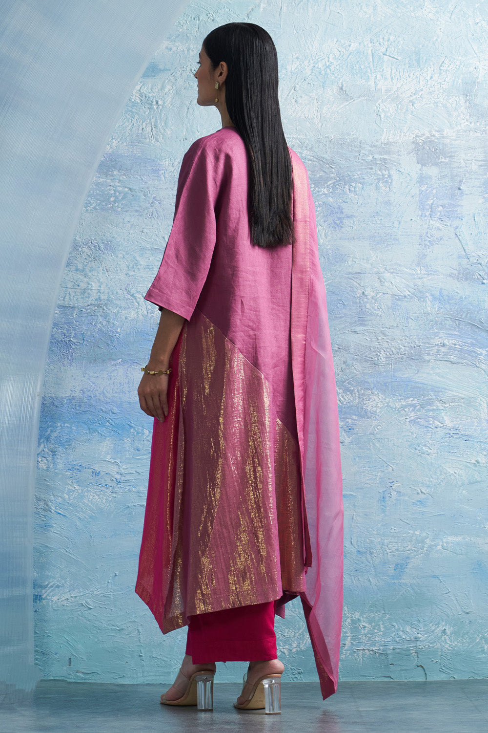 Grape Pink Asymmetric Kurta Set