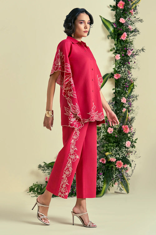Red Jardin Kaftan Set