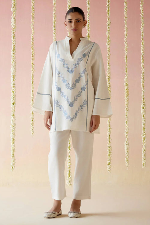 Irish Blue Embroidered Khaadi Coord Set