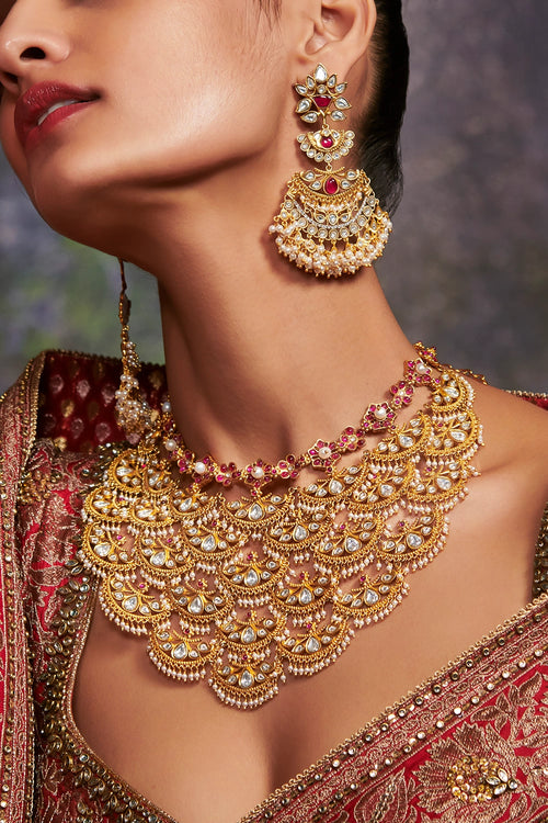 Gilded Crescent Bridal Necklace
