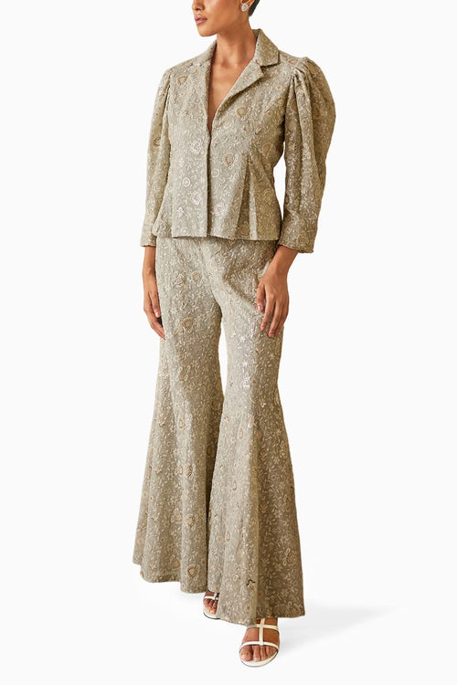 Chikankari Jacket with Bootcut Pants