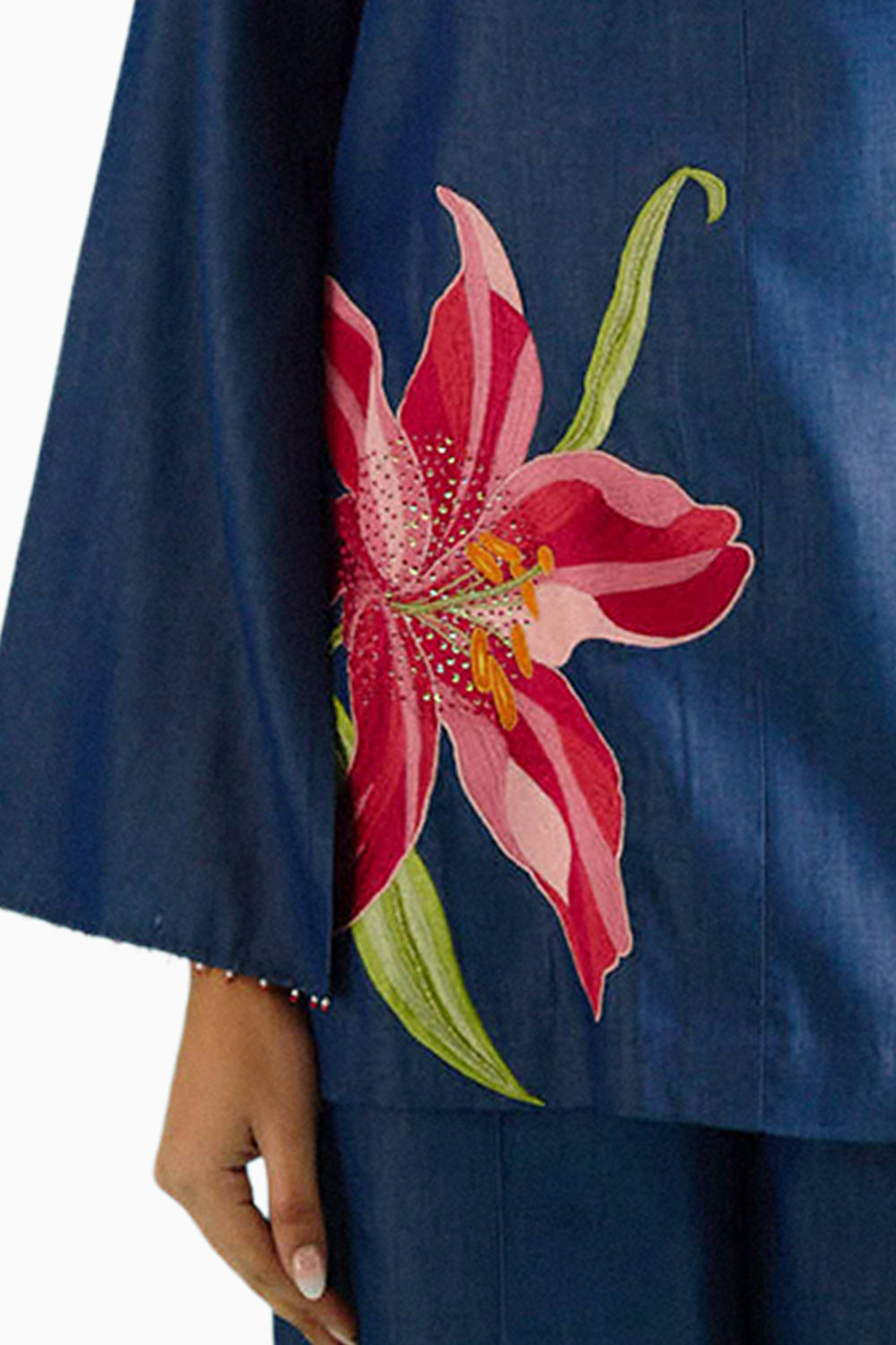 Denim Lily Cape Embroidered Shirt