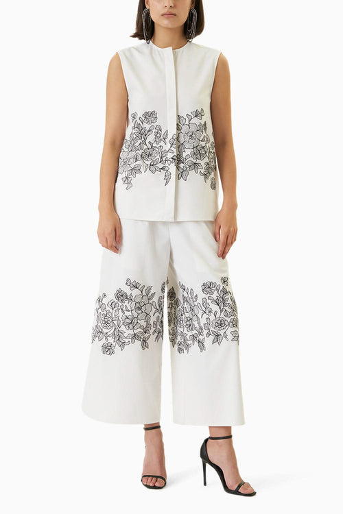 Sleeveless Placement Embroidered Set