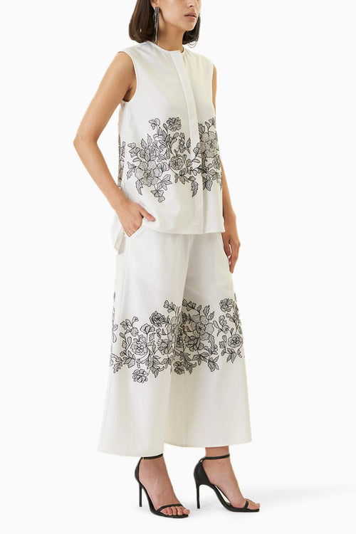 Sleeveless Placement Embroidered Set