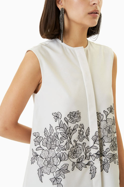 Sleeveless Placement Embroidered Set