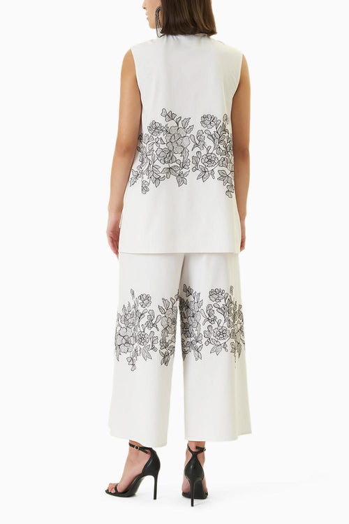 Sleeveless Placement Embroidered Set