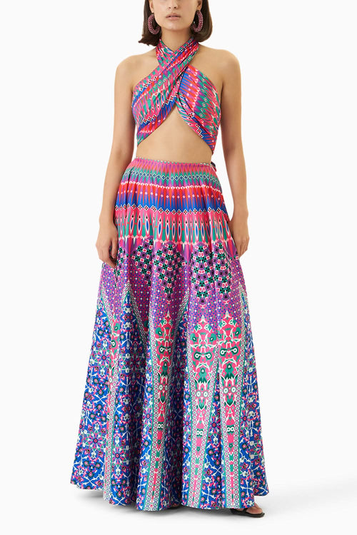 Architectural Print Maxi Skirt Set