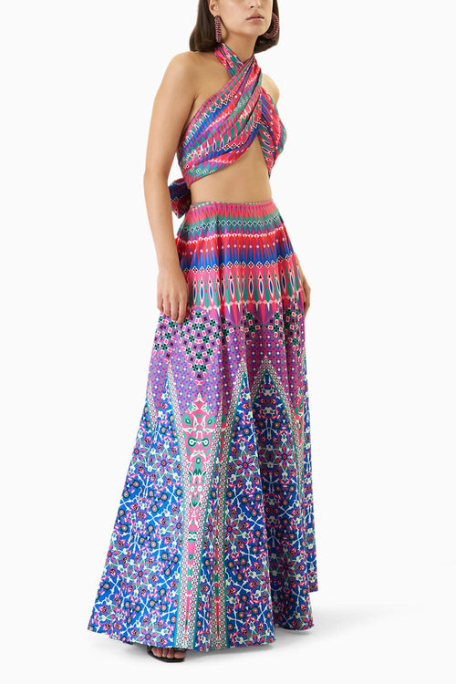 Architectural Print Maxi Skirt Set