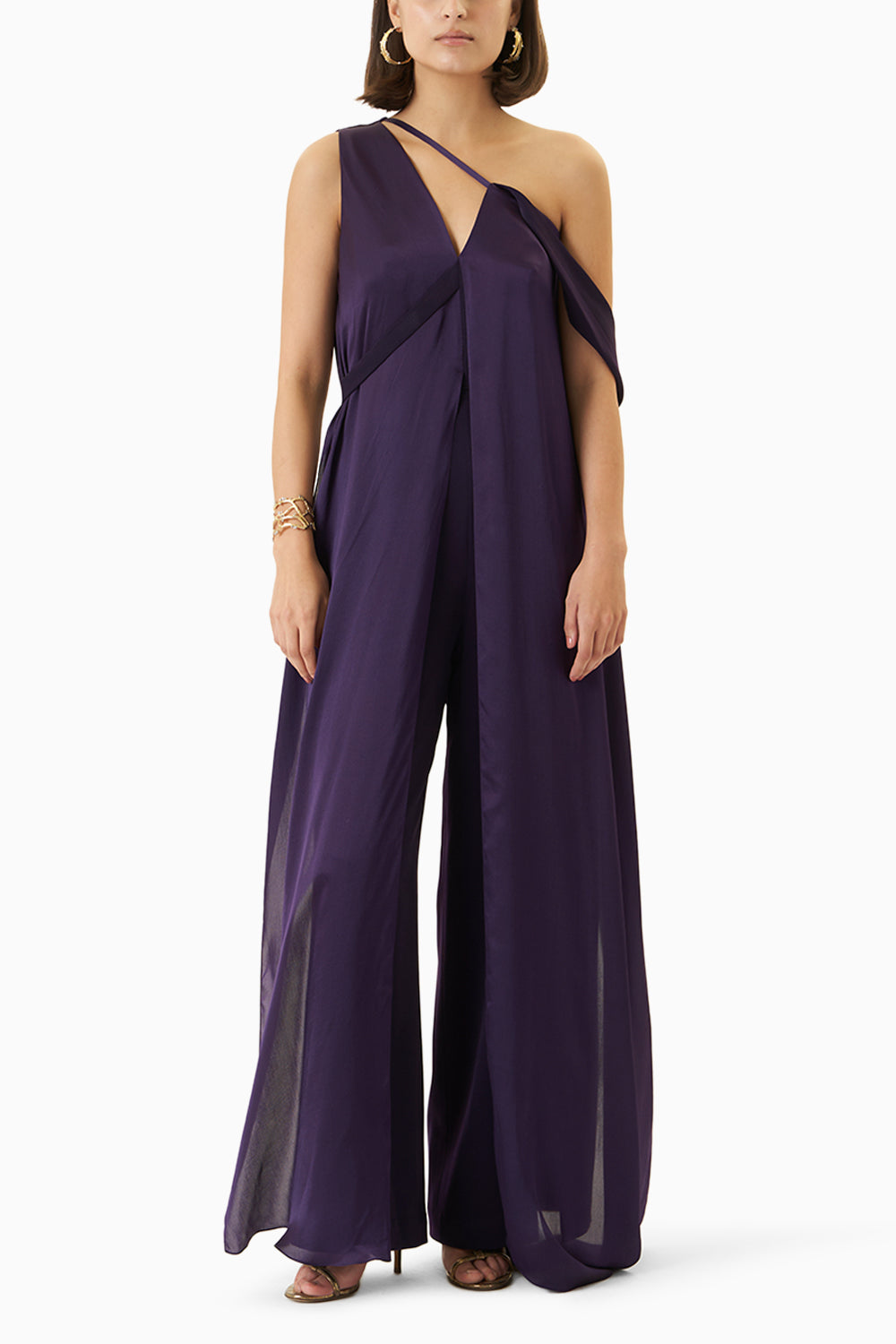 Twist Assymetric Off Shoulder Draped Jumpsuit