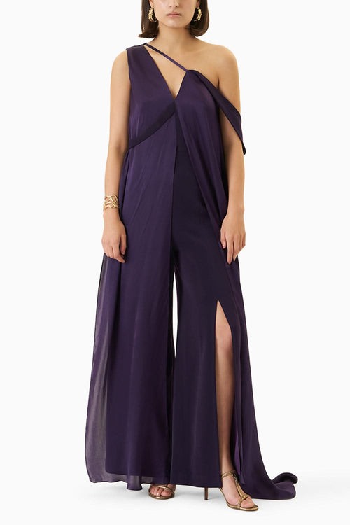 Twist Assymetric Off Shoulder Draped Jumpsuit