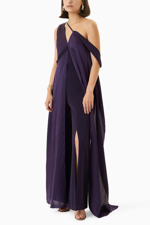 Twist Assymetric Off Shoulder Draped Jumpsuit