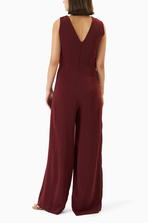 Jewel Toned Bias Twist Draped Jumpsuit