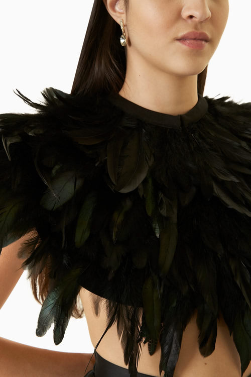Black Feather Cape Set
