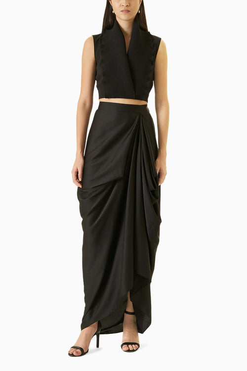 Black Top with Skirt Co-ord Set