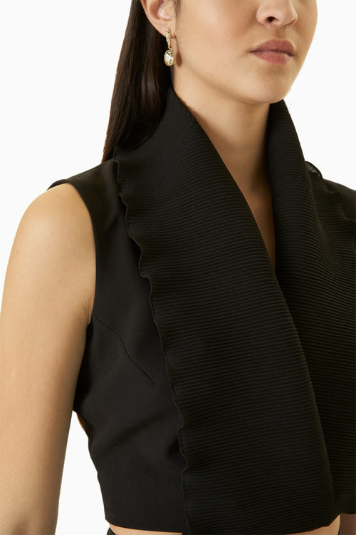 Black Wrinkle Wrap Blouse