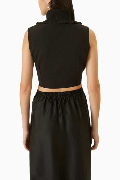 Black Wrinkle Wrap Blouse
