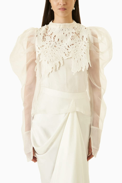 Ivory Organza Shirt With Skirt Co-ord Set