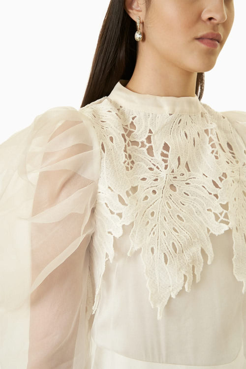 Ivory Organza Shirt With Skirt Co-ord Set