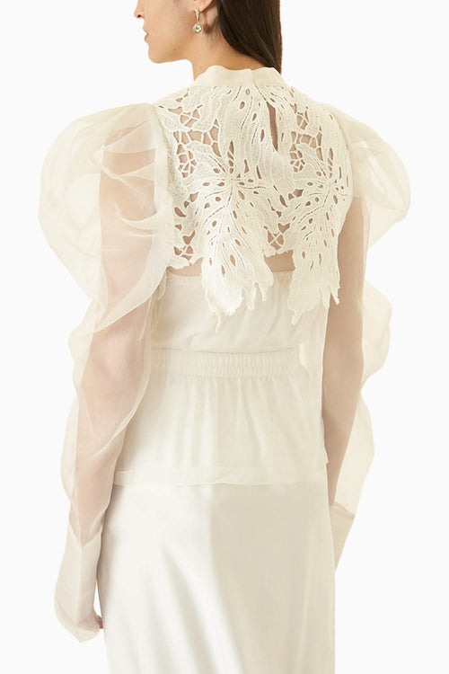 Ivory Organza Shirt With Skirt Co-ord Set
