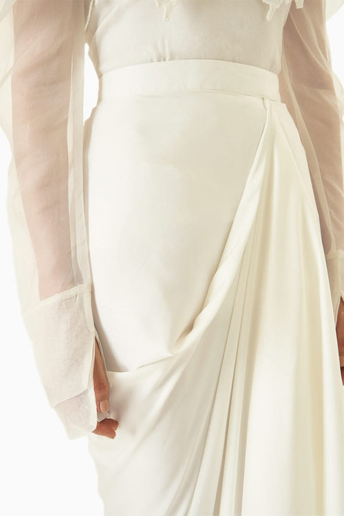 Ivory Organza Shirt With Skirt Co-ord Set
