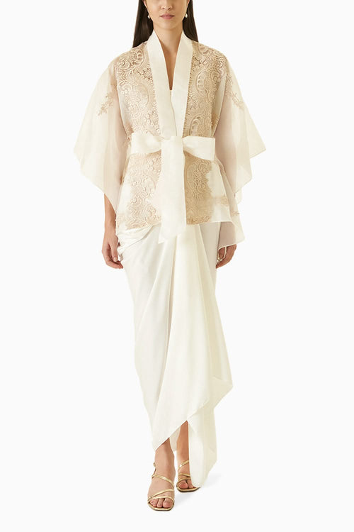 Ivory Organza Cape Top
