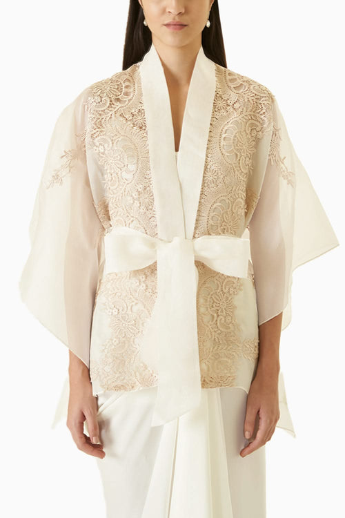 Ivory Organza Cape Top