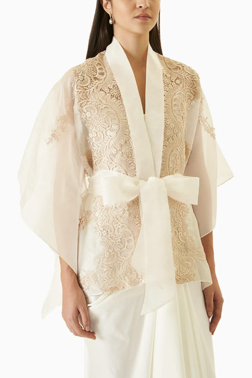 Ivory Organza Cape Top